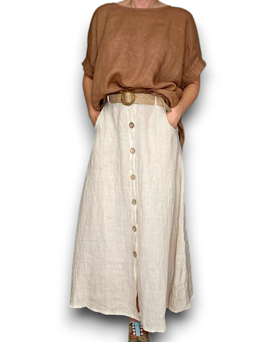 Linen Skirt-Coconut