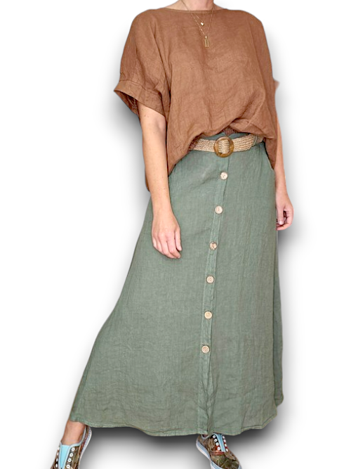 Linen Skirt-Faded Grey