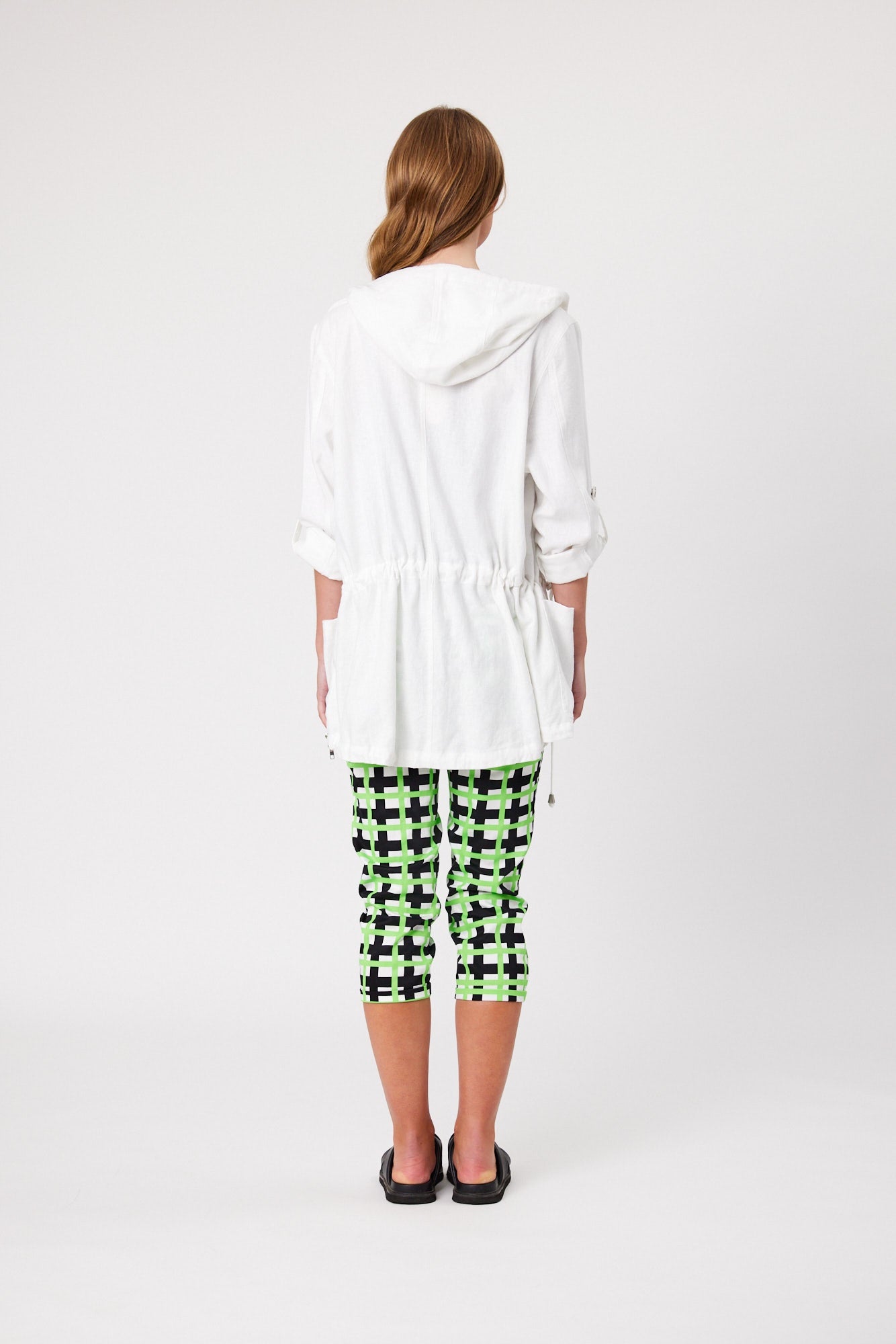 Santorini Linen Blend Long Jacket-White