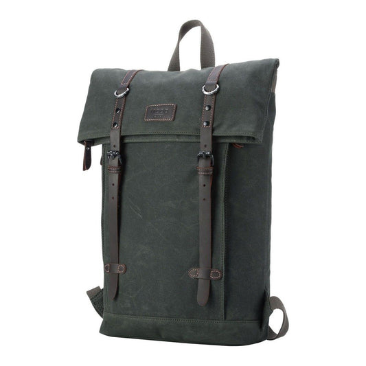 Troop London Edison Waxed Canvas Backpack Dark Green