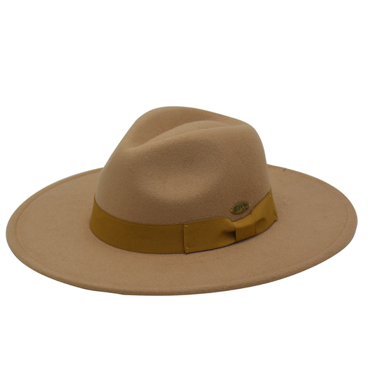 EP Khloe Tan Wool Blend Wide Brim Hat